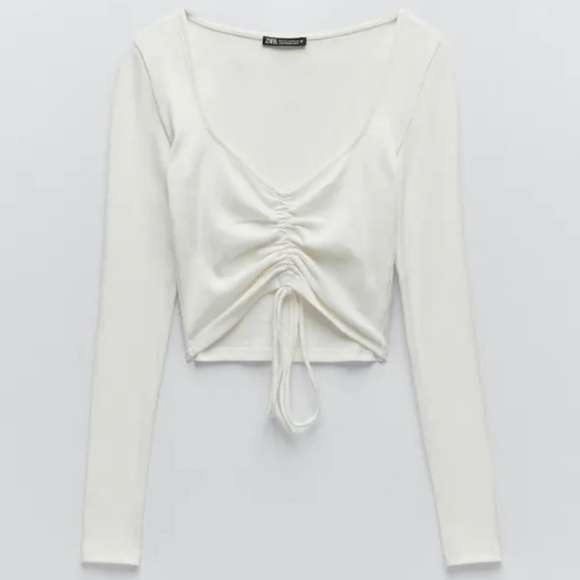 ZARA | Cropped Cinched Long Sleeve - Picture 1 of 3